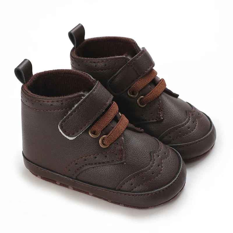 Baby Learning Walk Shoes, Striped PU Sports Shoes for Infants 0-18M, Soft Sole Lightweight Casual Footwear