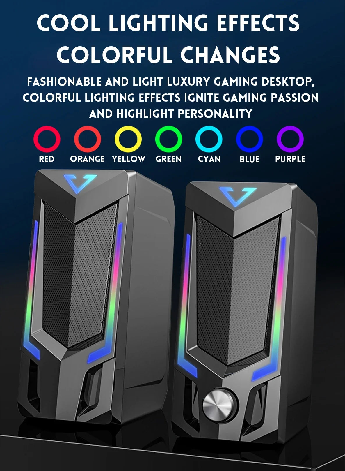 Bluetooth RGB Computer Speaker, Desktop Computer Speaker, Laptop Speaker, Desktop Stereo Speaker, USB Powered, with LED Ambient