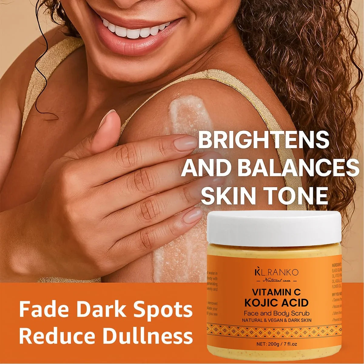 Vitamin C Kojic acid Natural Exfoliating Salt Body &Face Scrub Brightens and Softens Skin Deep Cleaning Anti Oxidative Skin Tone