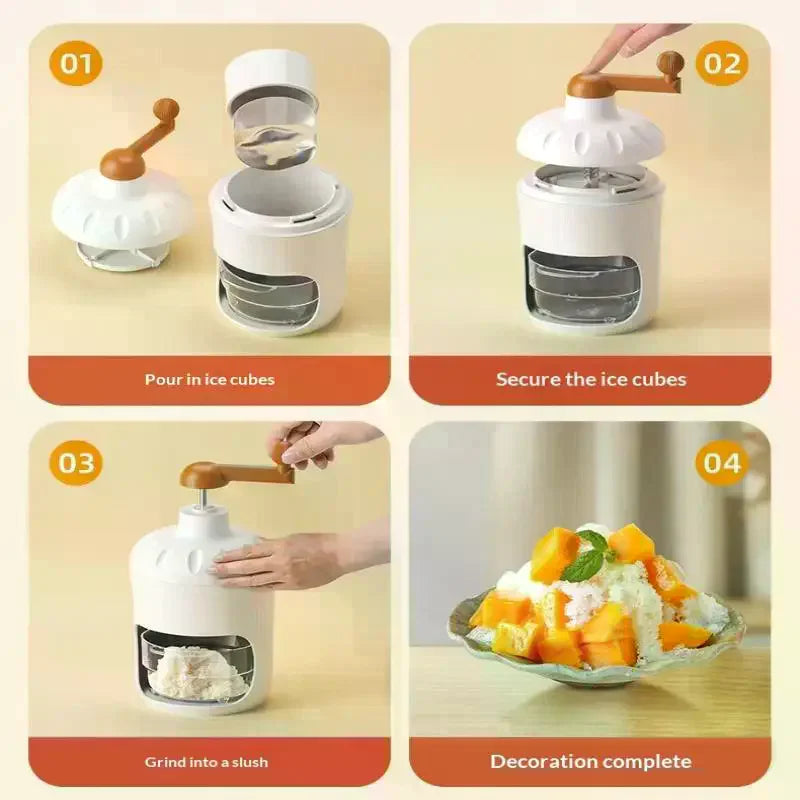 Shaved Ice Machine Small Manual Ice Crusher Home Hand-cranked Machine Making Smoothie Machine Practical Portable Ice Cream Tools