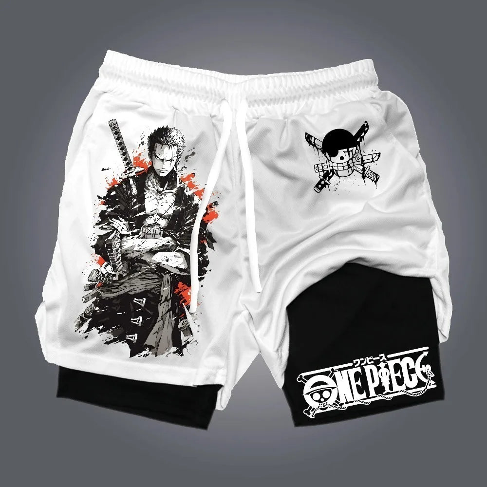 ONE PIECE Anime Roronoa Zoro Printed Sports Shorts 2026 Summer New Unisex Y2K Quick Drying Breathable 2-in-1 Beach Shorts