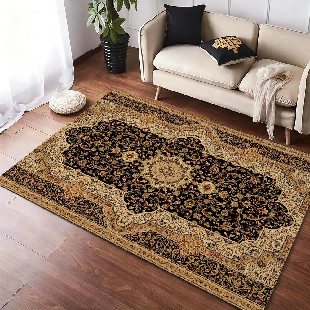 Red Persian Carpet Floor Mat Flannel Rugs Cozy Plush Thickened Soft Warm Winter Floor Mat Non Slip Living Room Home Indoor Use
