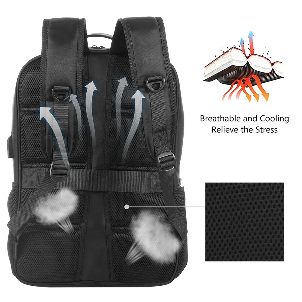 Solar Backpack with 14W Solar Panel Dual USB Port Waterproof Nylon Backpack for Outdoors Large-Capacity Travel Bag for Hiking