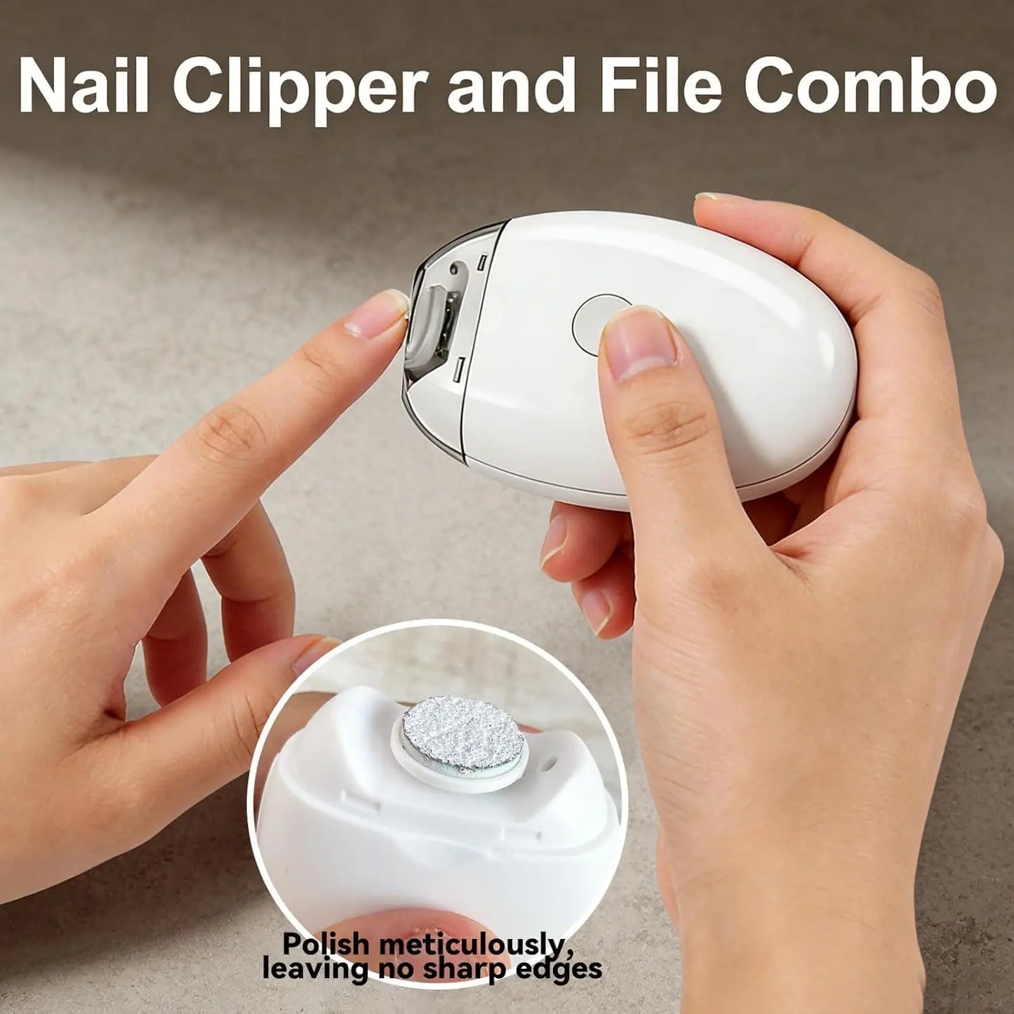 2 IN 1 Electric Nail Trimmer with LED Light Automatic Nail Grinder