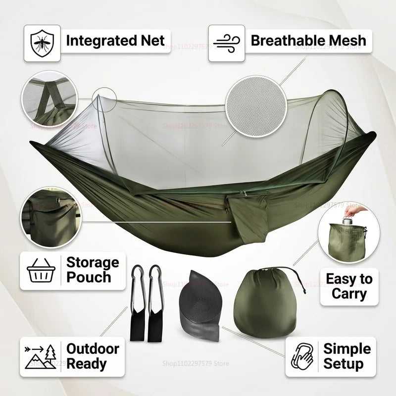 Portable outdoor camping hammock, mosquito net bed, sleeping tent, camping bed, hanging tent, travel shelter, ultralight hammock