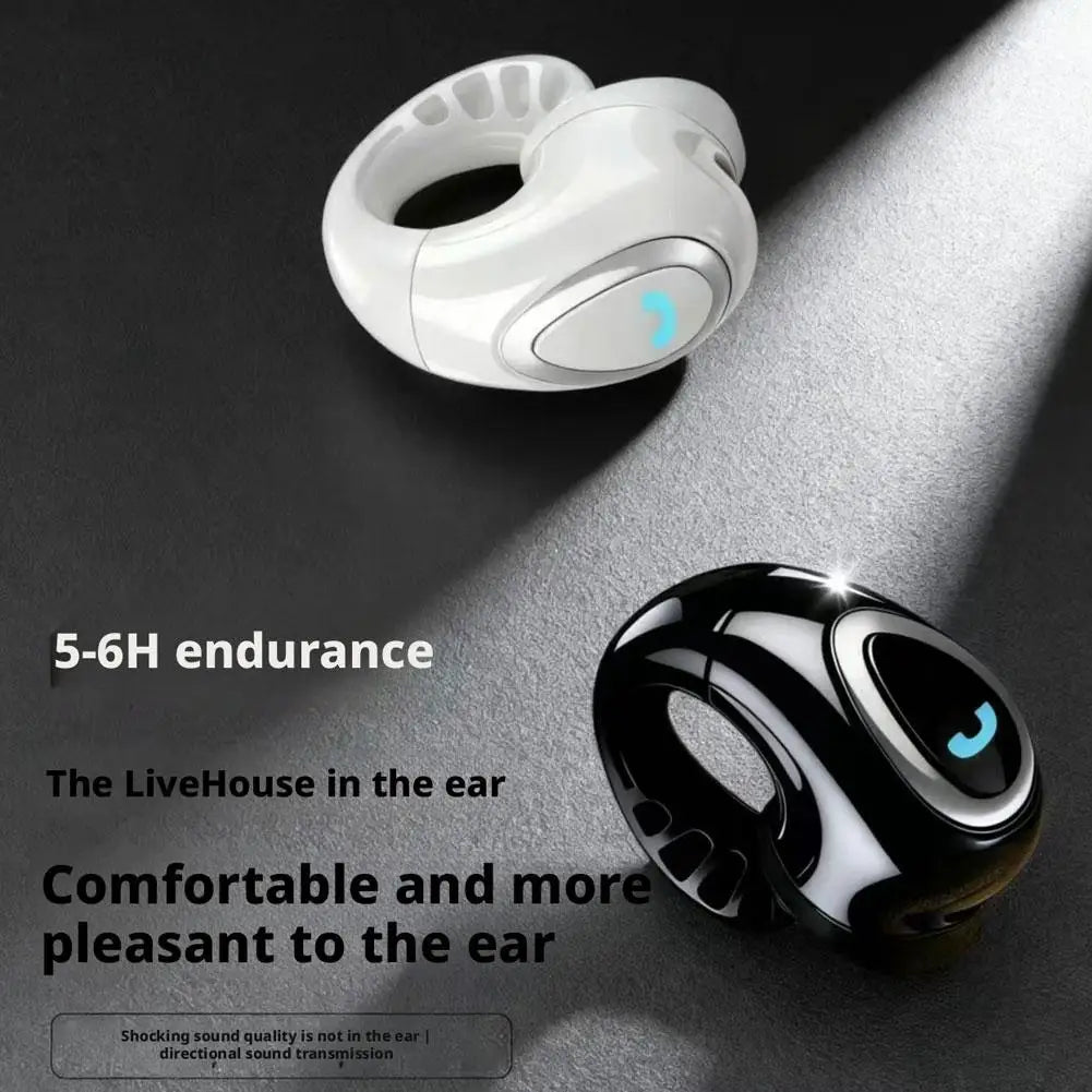 Bluetooth Wireless Ear-clip Single Headphone Open-Ear Air Conduction Earbuds Clip-On Single Headset HIFI Stereo Sound Earphone