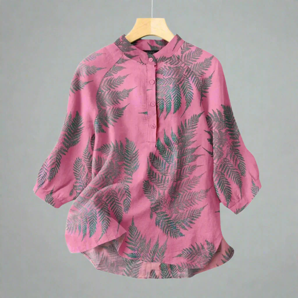 Blusa vintage de algodón y lino con botones