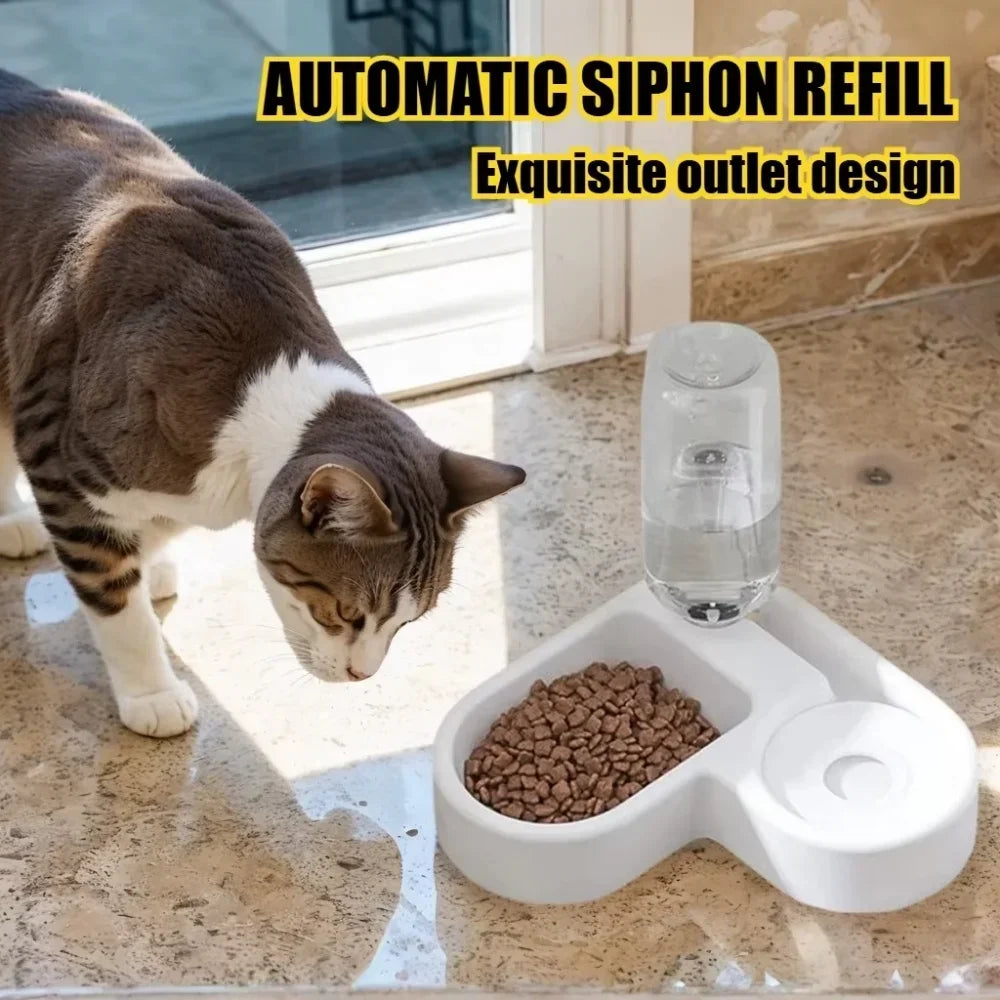 Automatic Water Dispenser For Cats Dogs Pets Feeding Bowl Heart-shaped Automatic Drinking Self Refilling Saving Space Dual-use