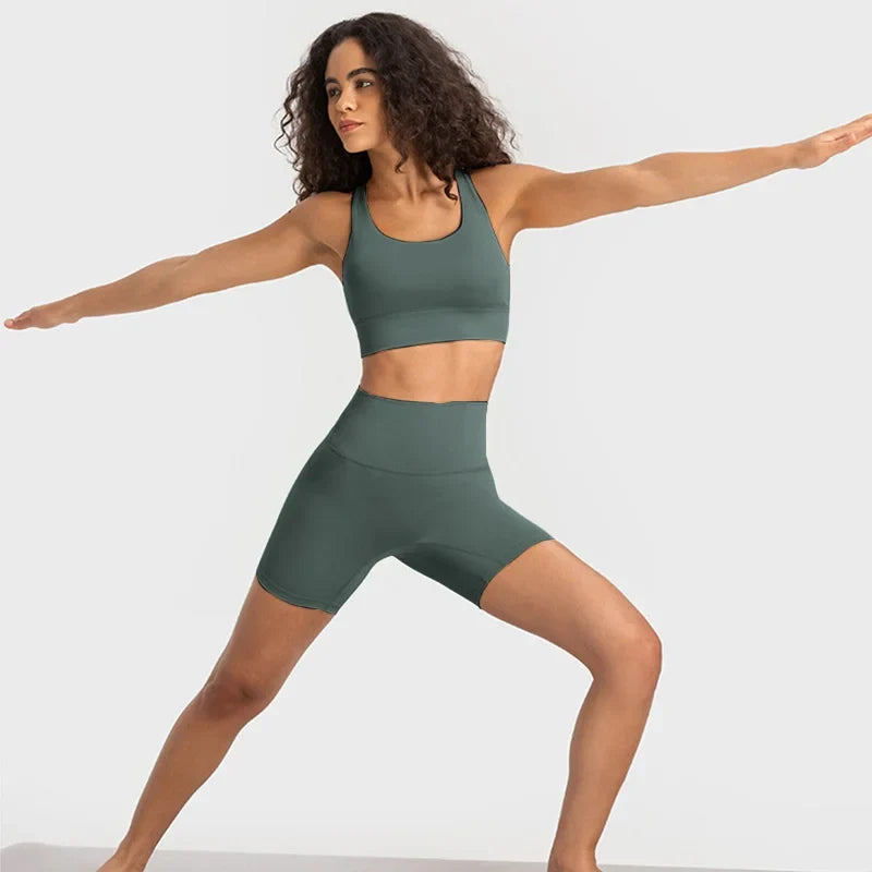 Nude Feel Yoga Sets  Cross Back Bra & Joggers