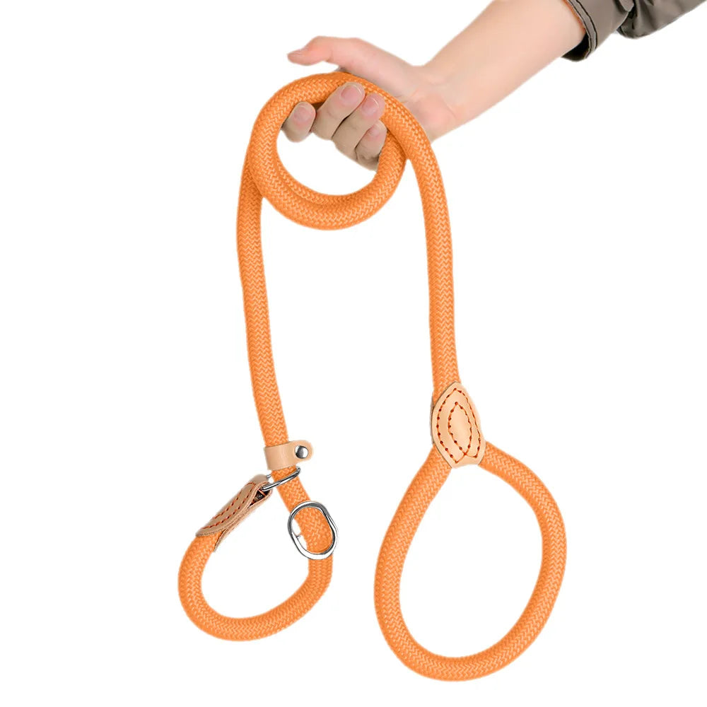 Dog training collar anti riot nylon hand P rope extended thickened unbreakable hand training dog round rope large dog P chain