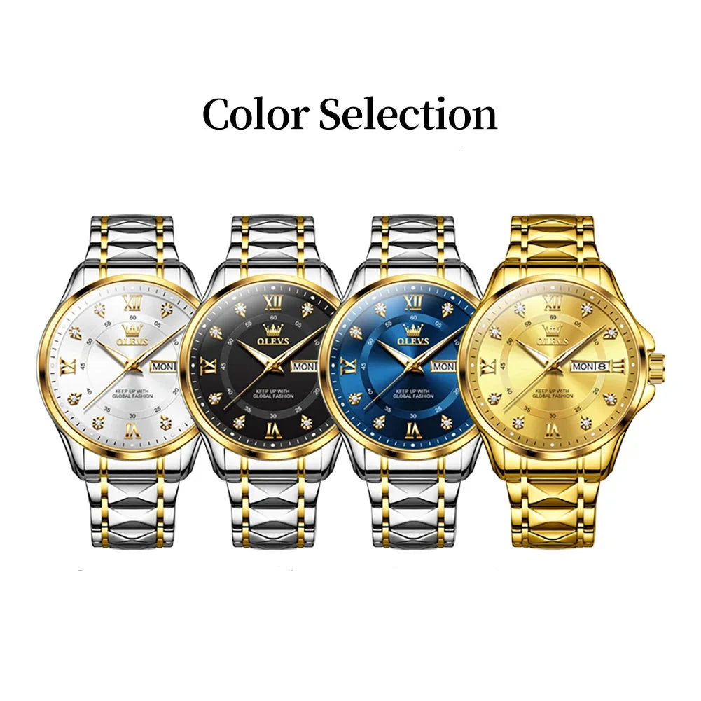 Stainless Steel Day-Date Watch - Women's, Men's & Couples