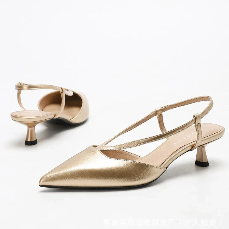 Sexy Pointed Toe Kitten Heel Women Pumps 2026 V Strap Design Elegant Backless High Heels For Ladies Fashion Designer Dress Shoes
