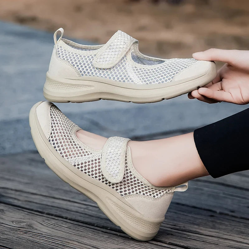 Fashion Women Shoes Platform Lightweight Walking Lazy Loafers Summer Breathable Outdoor Fitness Walking Casual Mesh Sports Shoes