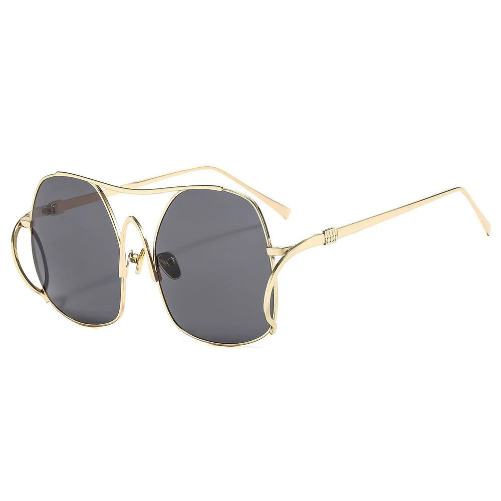New Luxury Fashion Gradient Oval Women Sunglasses 2025 Personality Double Beam Frame Design Advanced All Match Men Glasses UV400