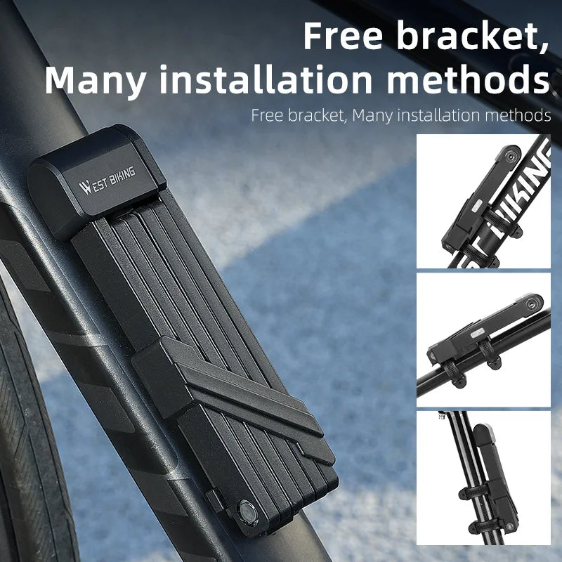 WEST BIKING Bicycle Lock Portable Foldable Anti-theft Lock MTB Road Security Scooter Electric E-Bike Cycling Bicycle Accessories