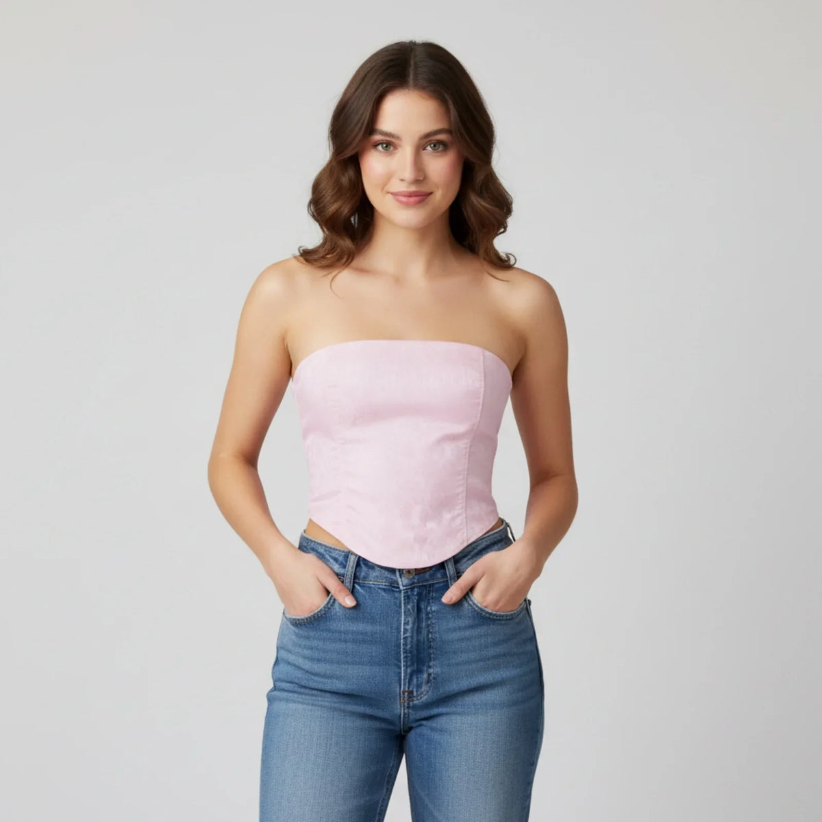 Women Summer Back Bandage Tube Top Sleeveless Strapless Backless Vest Flower Summer Ladies Bustier for Club Party