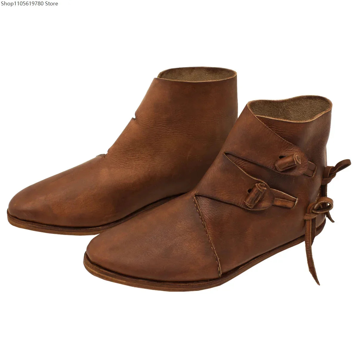 Renaissance Medieval Retro Royal Men's Shoes Medieval Imitation Leather Polish Aristocratic Renaissance Cosplay Bandage Boots