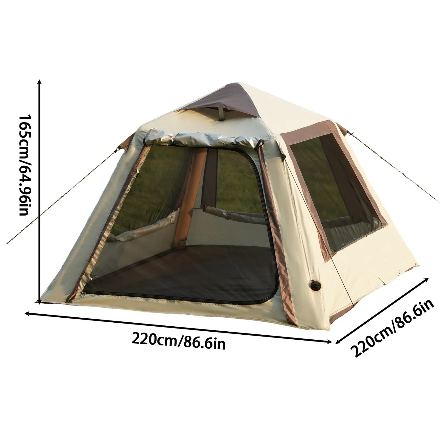 PAKICETUS Large Luxury Inflatable Glamping Tent with Manual Hand Pump, Easy Setup 4 Season Anti-Snow Spacious Family Shelter, Weatherproof Air Tent for Outdoor Camping, Backyard Party & Wilderness Adventure