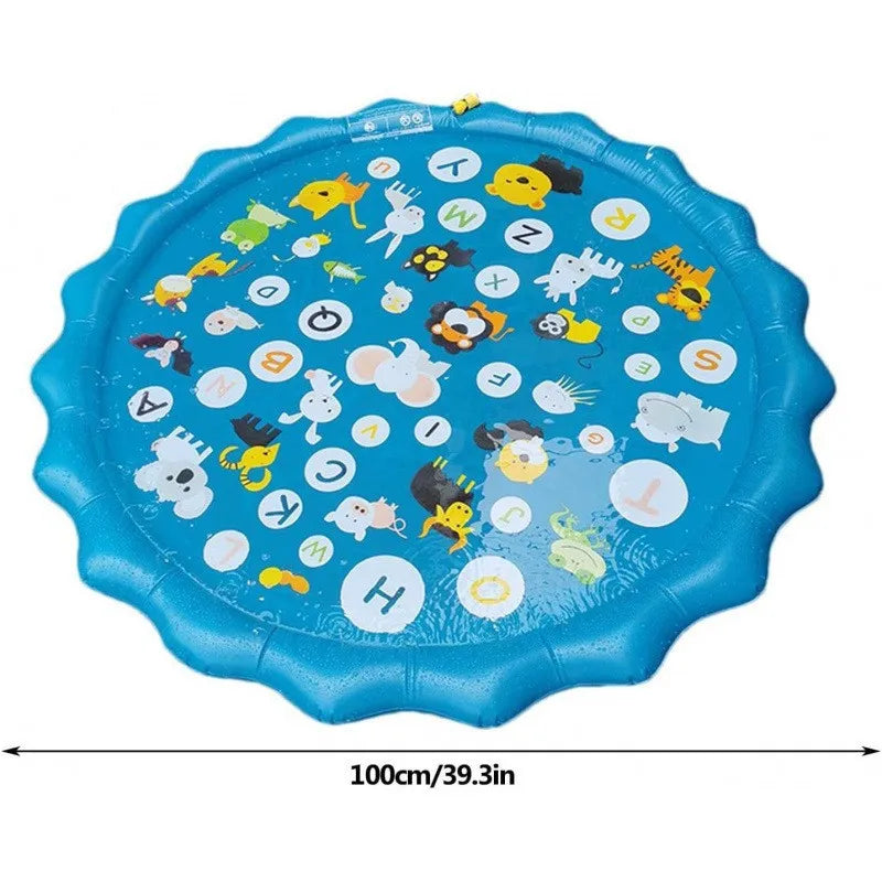 65/100CM Thickened Dog Spray Water Play Mat Cat Playmat Letter Dolphin Theme Pet Sensory Playing Crawling Induction Toy
