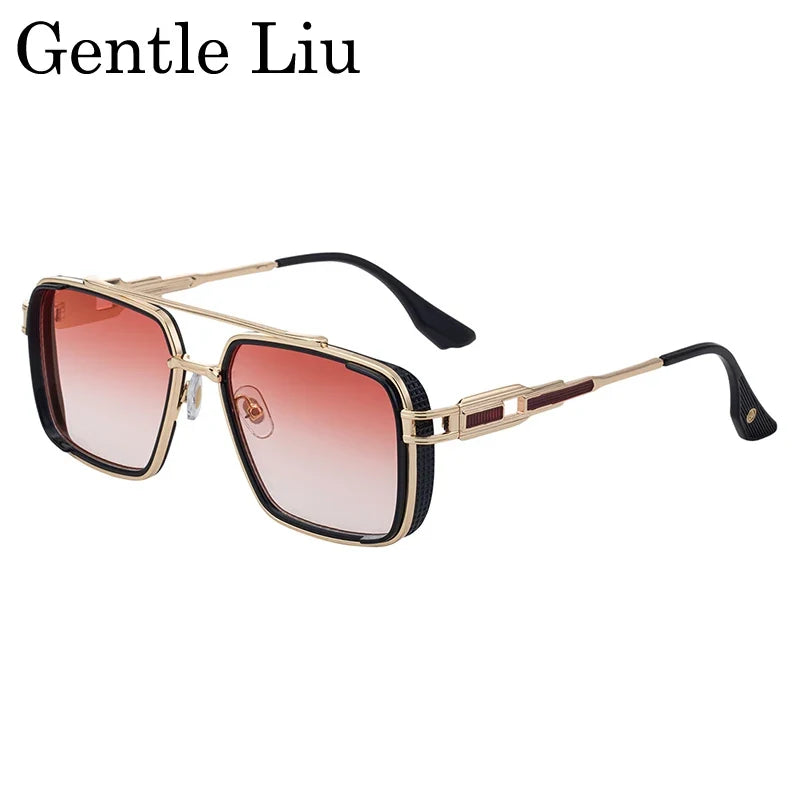 Steampunk Classic Square Sunglasses Men 2026 Luxury Brand Punk Metal Double Beam Sun Glasses For Male UV400 Punk Driving Eyewear