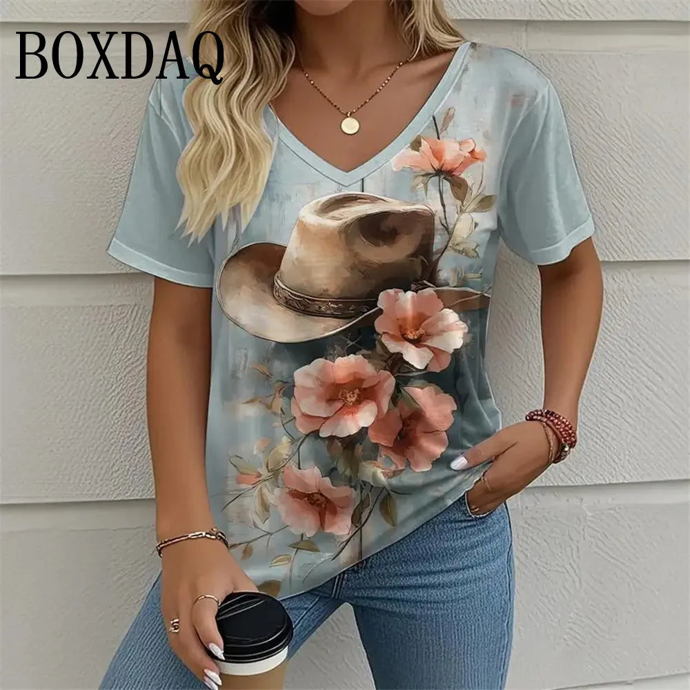 Plant Flowers 3D Print T Shirt For Women 2025 Summer Retro Short Sleeve Shirts Casual Tie Dye Butterfly Loose Plus Size Tops 8XL