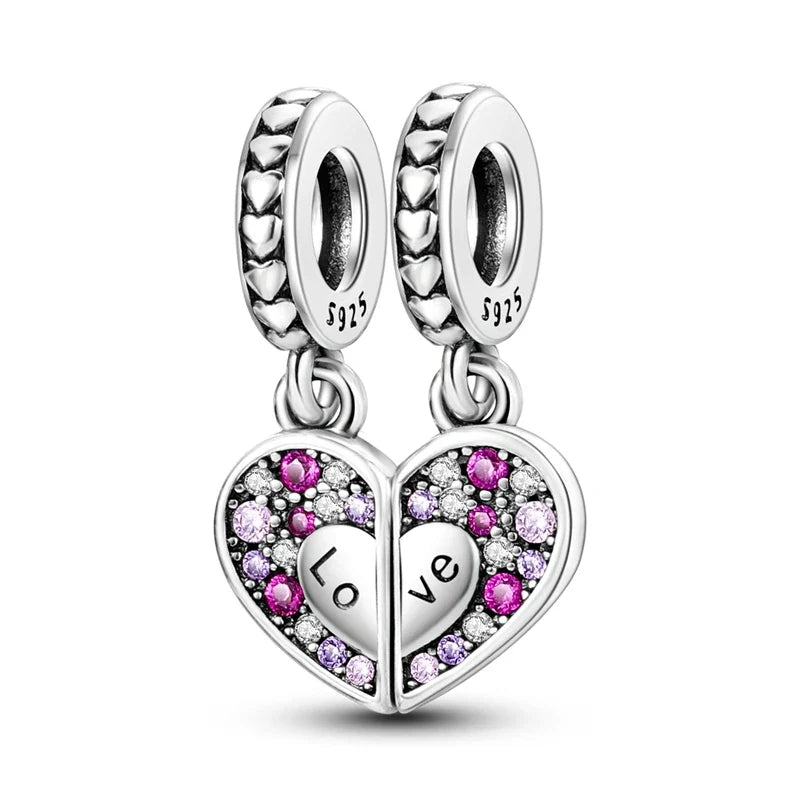 MULA Pink 925 Sterling Silver Charms Pendant Perfume Dreamcatcher Heart Love Beaded Fit Original Bracelet Women DIY Jewelry Gift