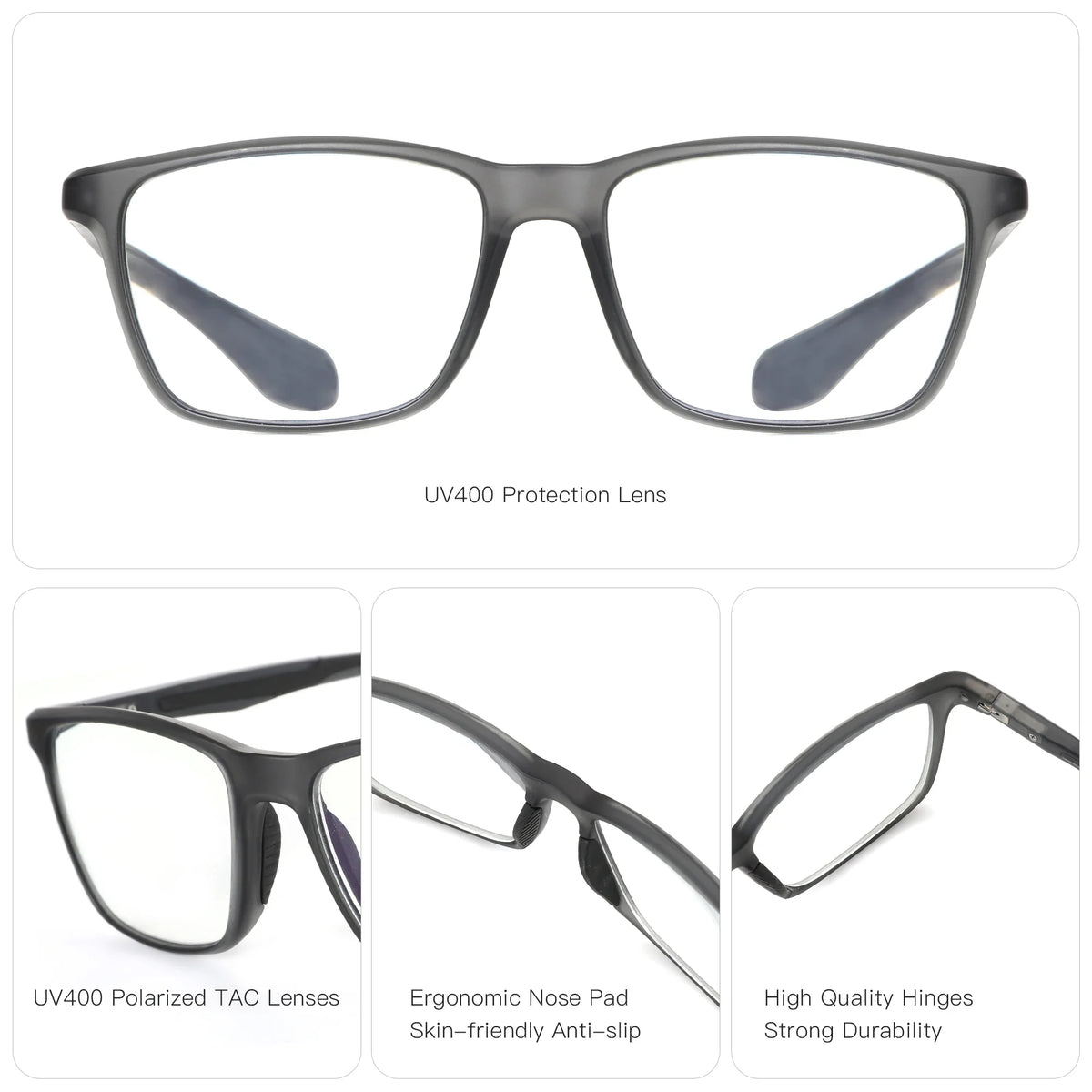 ZENOTTIC Square Sport Prescription Glasses Myopia Eyewear Fashion Photochromic Progressive Optical Eyeglass for Men Women