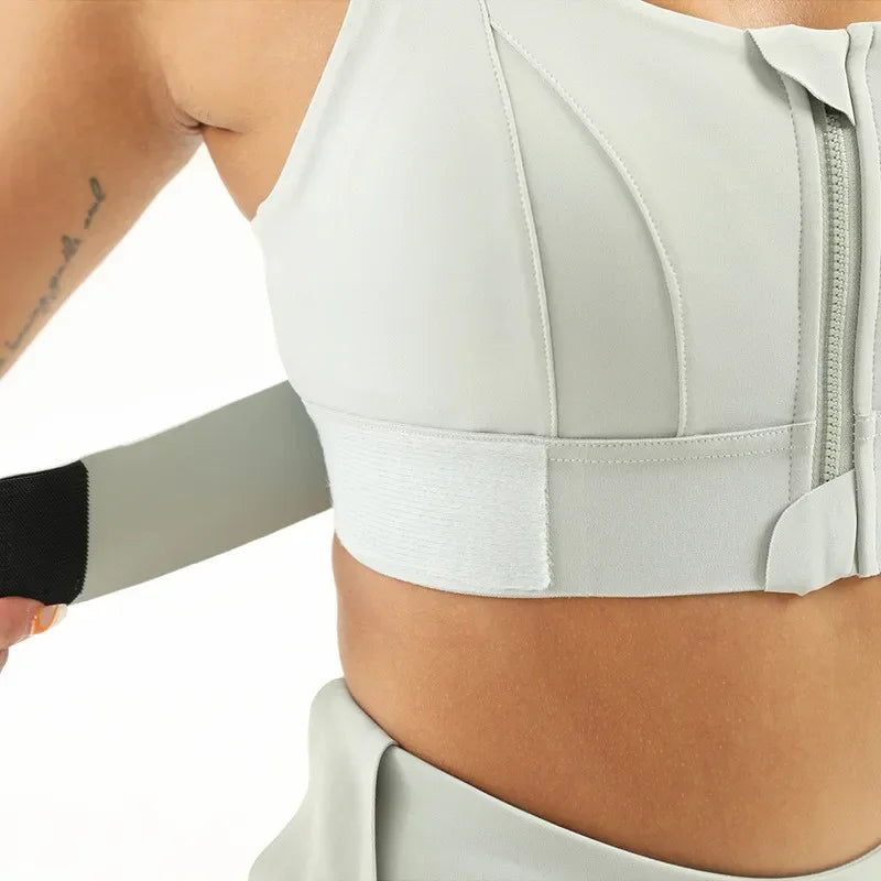 Plus Size  Zippered Sports Bras for High Impact Workouts