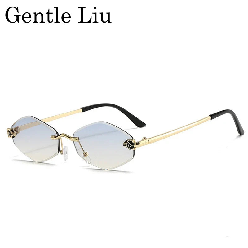 Fashion Rimless Hexagon Sunglasses Women 2026 Luxury Brand Y2K Punk Sexy Travel Sun Glasses For Ladies Frameless Rhombus Eyewear