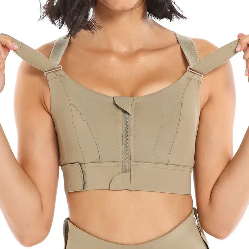Plus Size  Zippered Sports Bras for High Impact Workouts