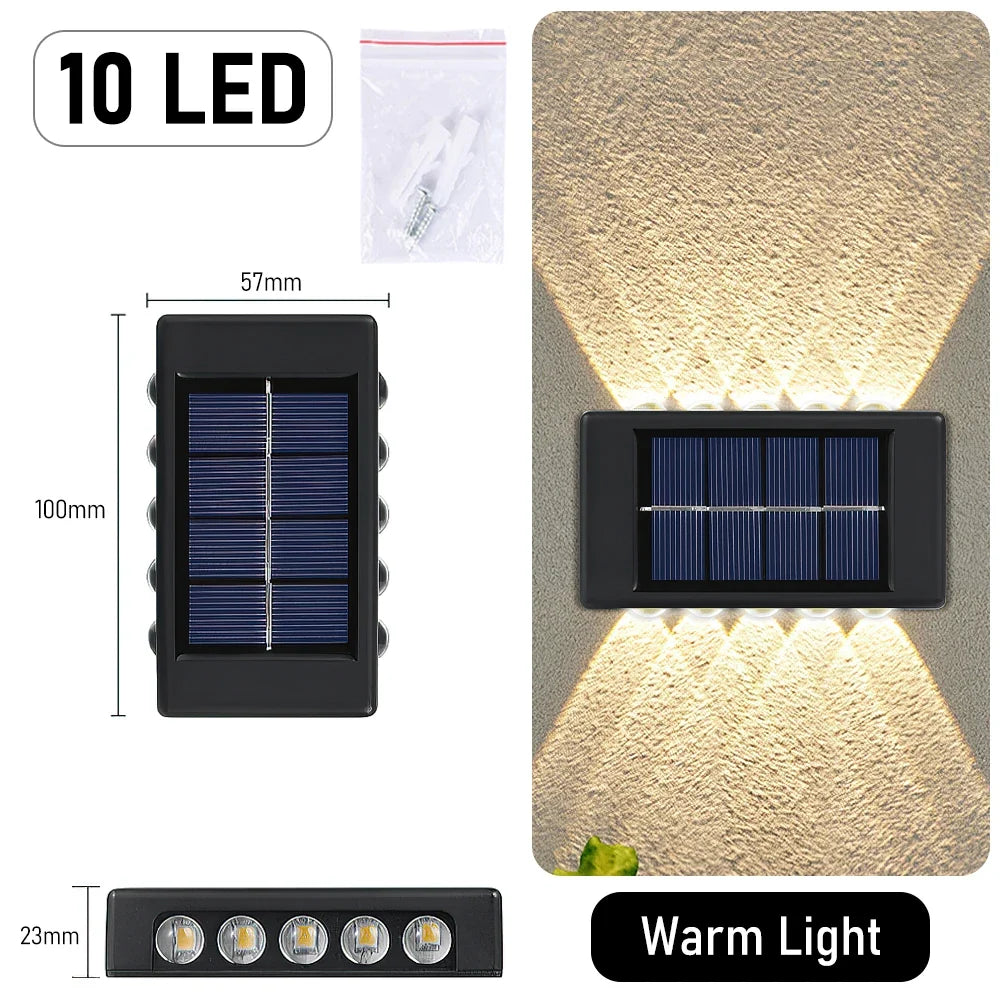 10 LED Solar Wall Lamp Outdoor Waterproof Solar Powered Light UP and