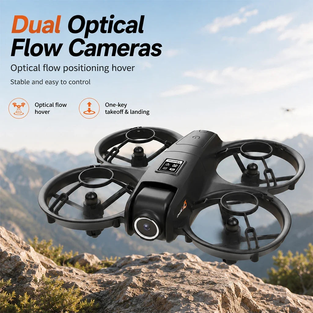 ZNLYRION YL3PK Mini Full Protective Drone With 2.4 Inch Screen Remote Dual Camera Optical Flow Hover 2 Batteries Indoor RC Quadcopter