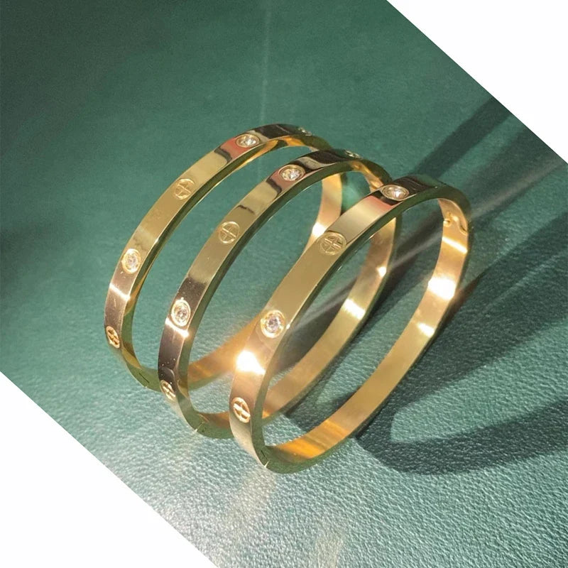 New Design Gold Color Zircon and Cross Nut Nail Bracelet Gold & Bangle