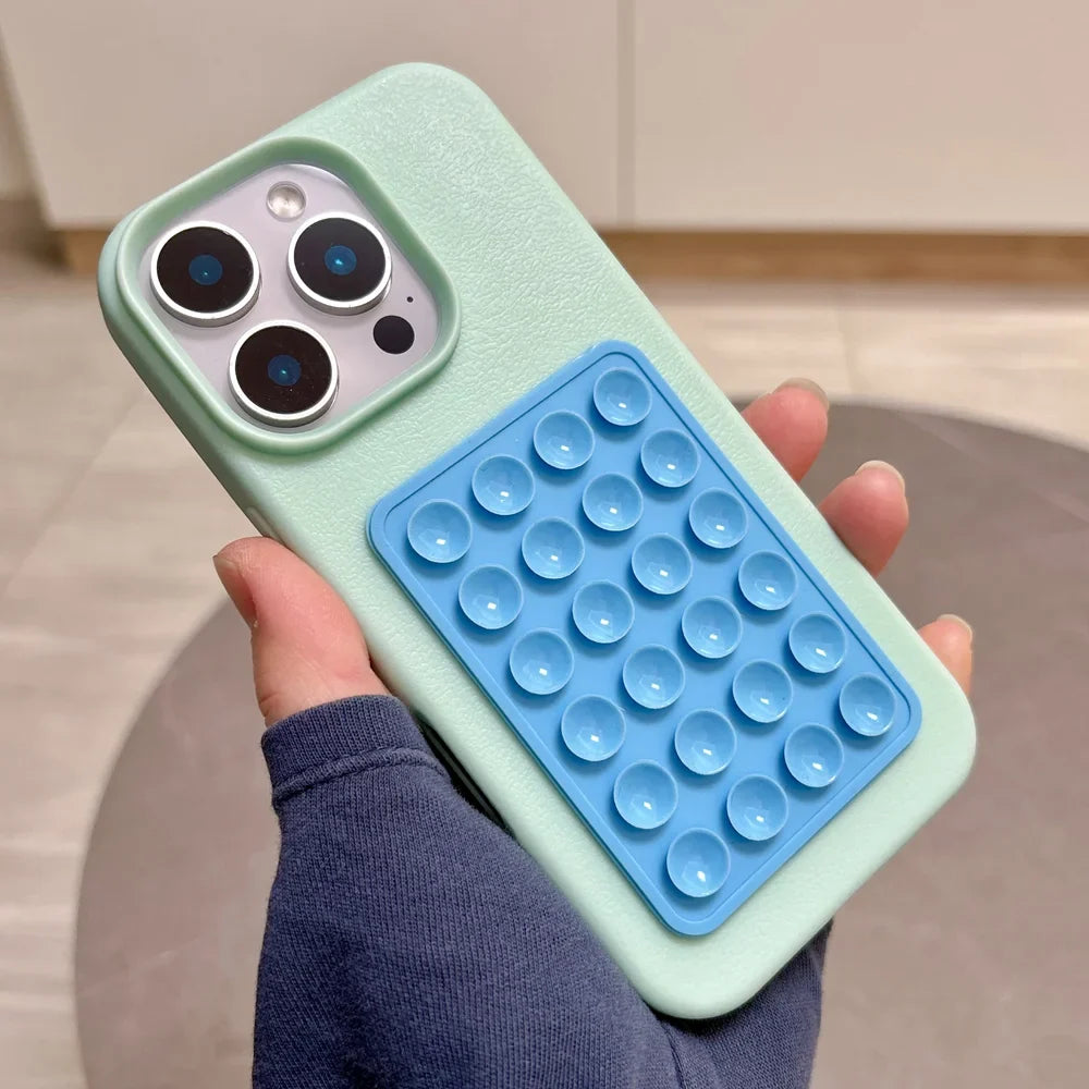 Luxury 3D Suction Cup Stand Litchi Pattern Phone Case