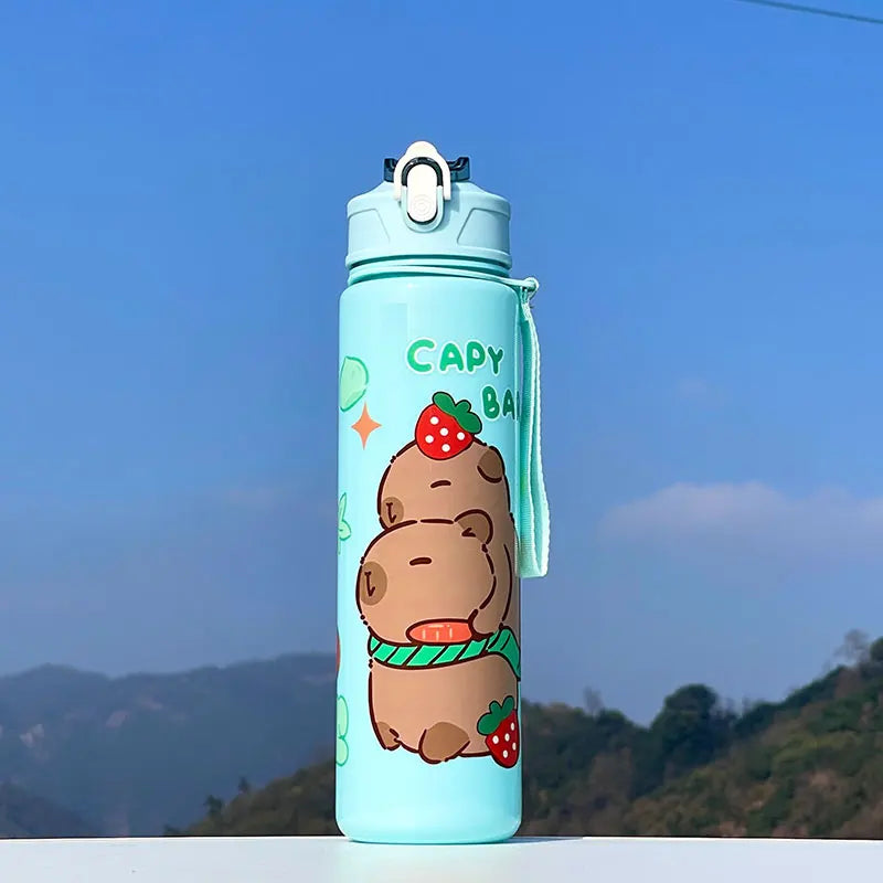 Large-Capacity Capybara Straw Cup | Cute Portable Sports Water Bottle for Outdoor Activities
