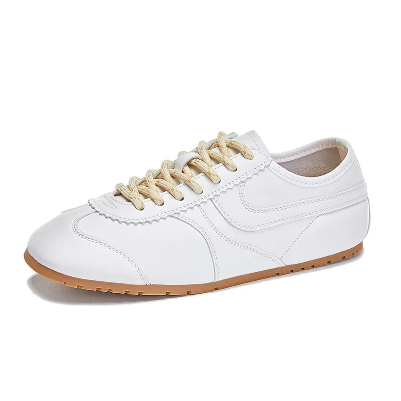 German Training Shoes Women 2026 New Genuine Leather Women Sneakers Flat Lace-up Retro Large Size Forrest Gump Shoes Women