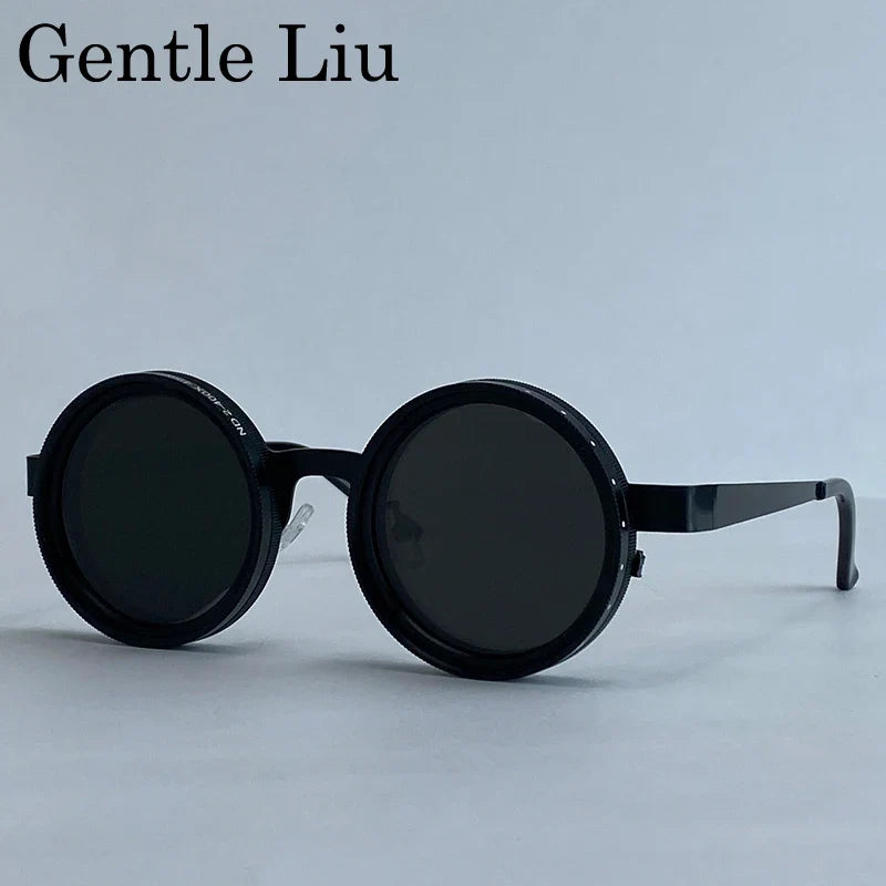 ND9 Adjustable Dimming Polarized Round Sunglasses Men 2026 Luxury Brand Punk Fishing Sun Glasses Outdoor Eyewear UV400 Shades
