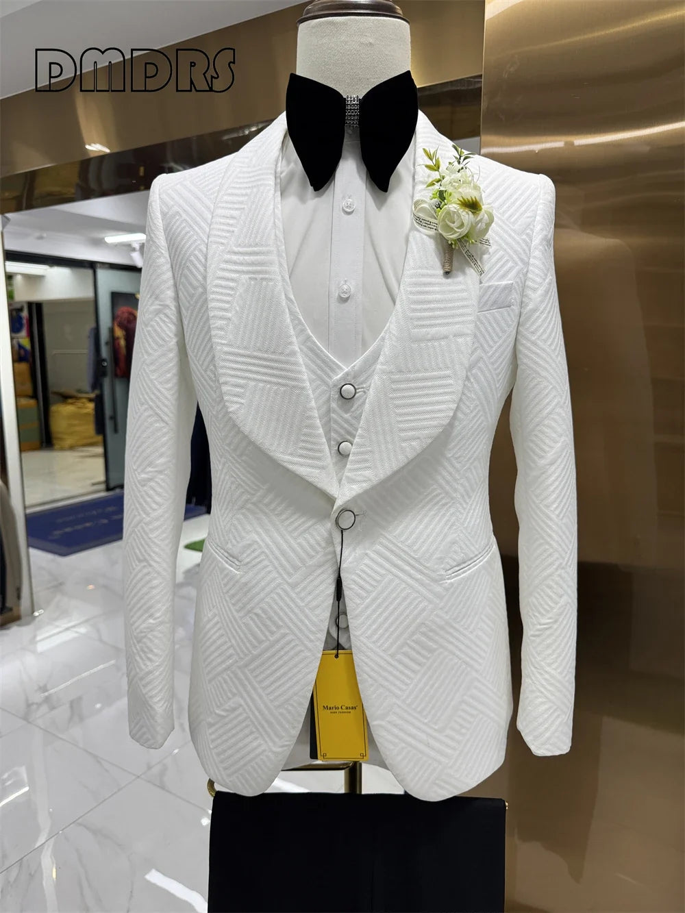 24H Ship Wedding Suit Set for Groom 3 Pieces Men's Fashion Suits One