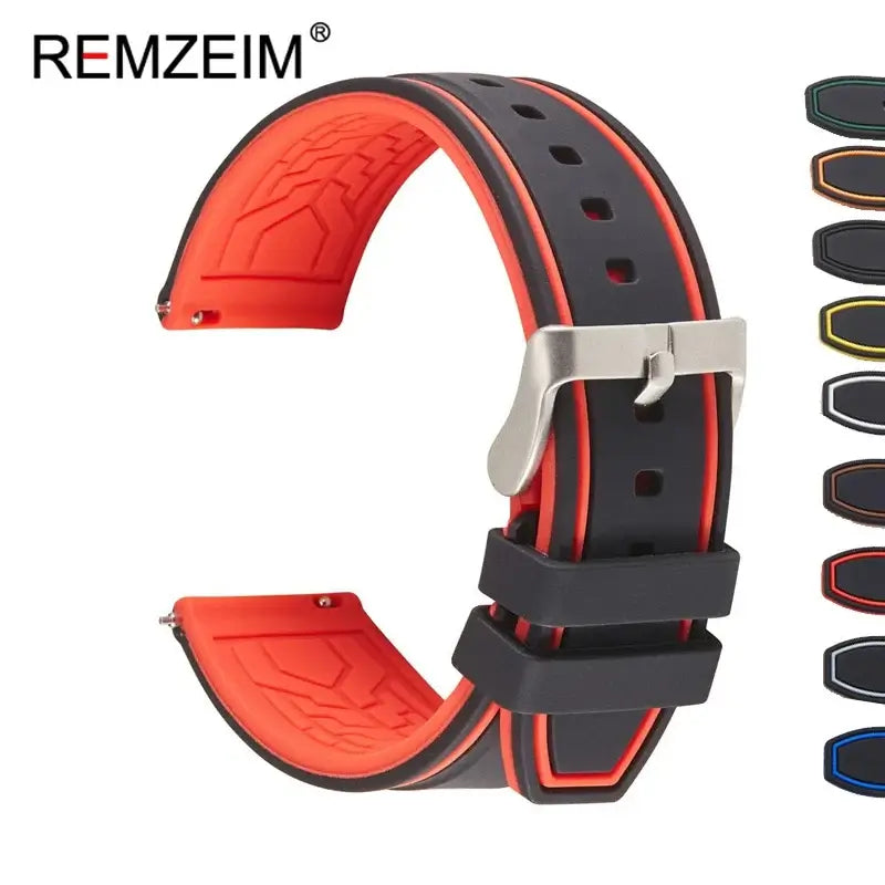 TicWatch Pro 5, Pro 3 & E3 Two-Tone Silicone Band with Edge Stripes