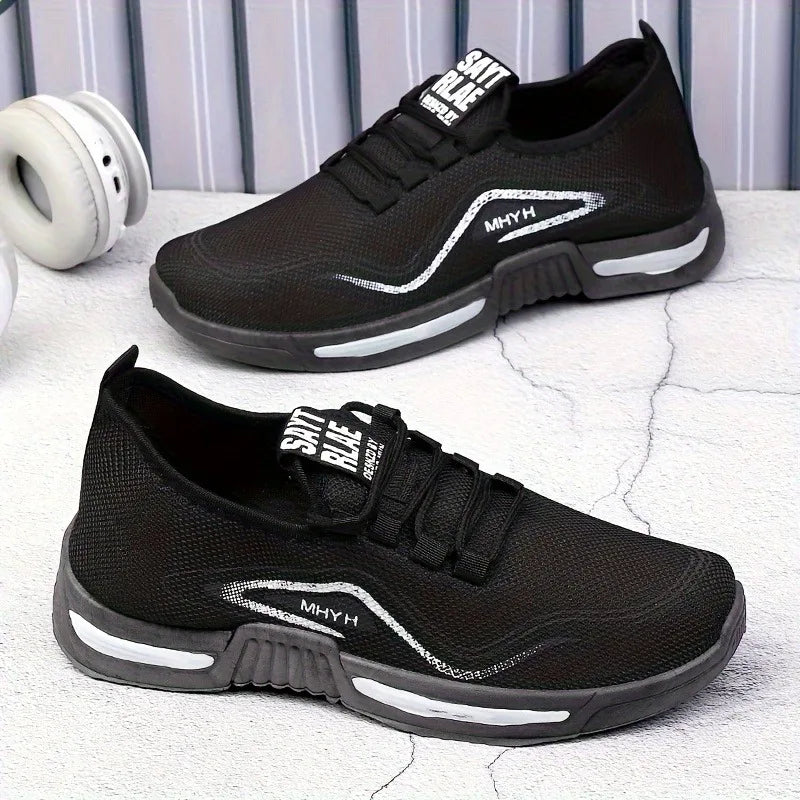 Men's Summer Running Casual Sports Shoes, Neutral Breathable Mesh Sports Shoes, Solid Color Suitable for Hiking, Gym