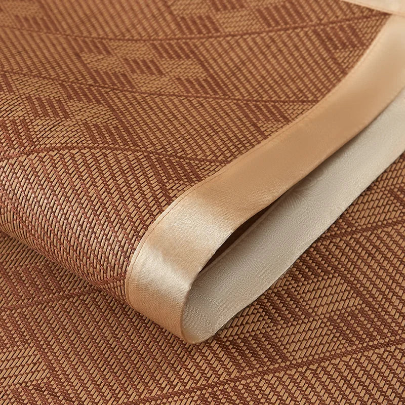 Summer Cool Rattan Mat Sets Natural Plant Fiber Ice Mats with Pillowcase Foldable Non-Slip Breathable Cooling Mattress Cover
