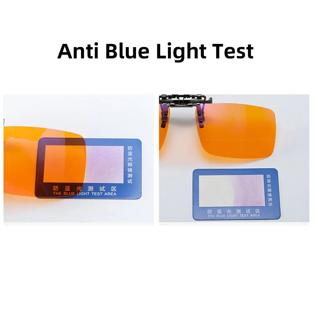VIVIBEE Flip Up Clip On Blue Light Blocking Glasses Men Computer Orange Anti Ray Filter Gaming Lens Women Eyeglasses