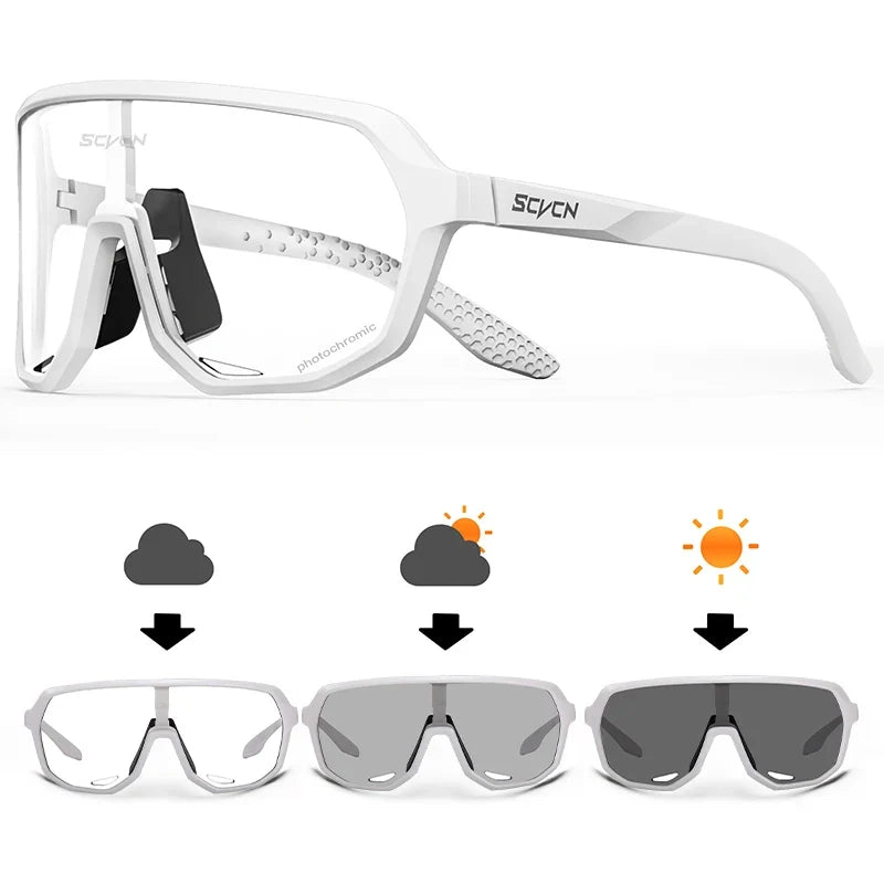 SCVCN Cycling Glasses UV400 Photochromic Sunglasses Men Sun Mountain Bike Road Bicycle Eyewear Sports Running MTB Cycle Gogg