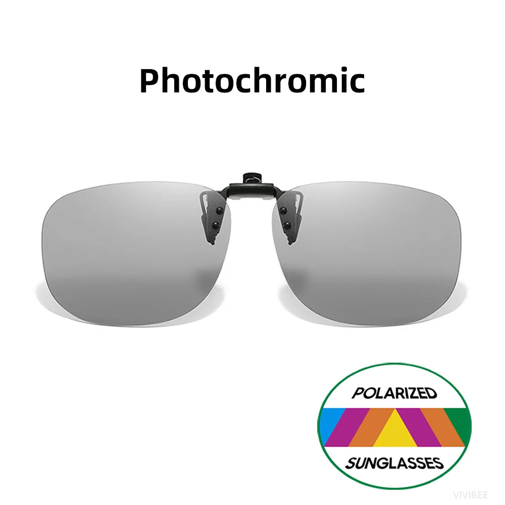 VIVIBEE Flip Up Clip On Sunglasses Polarized Men Square UV400 Photochromic Night Vision Women Classic Mirror Clips
