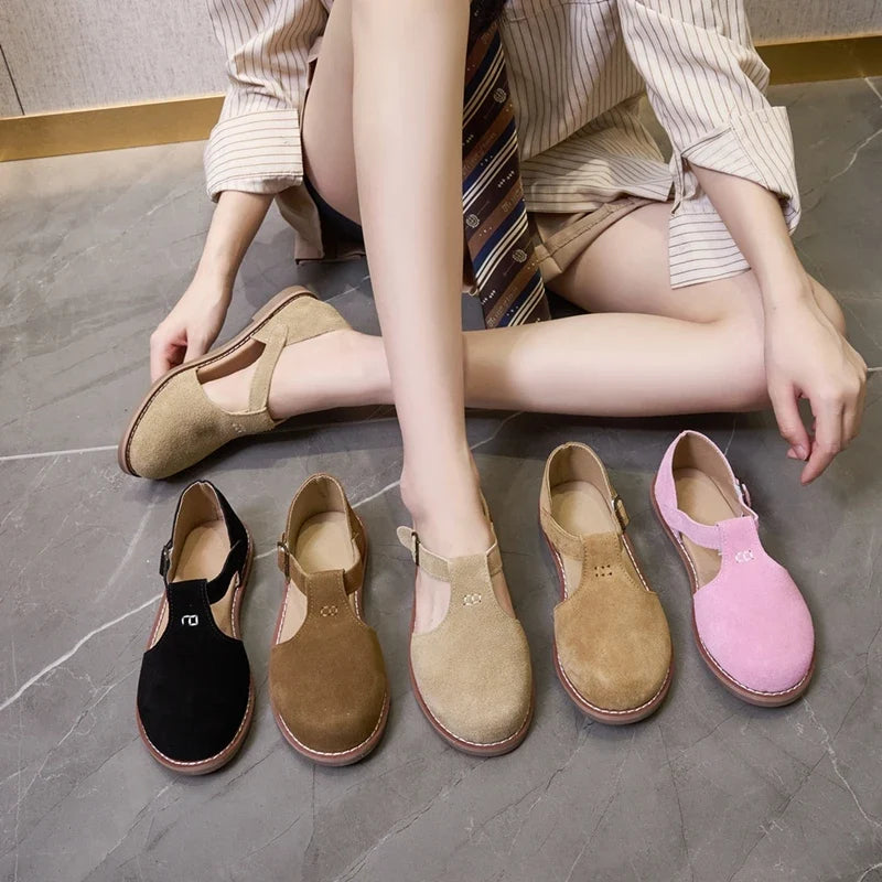 AIYUQI Flat-Soled Retro Frosted Genuine Leather Women's Sandals 2026 New Hollow Women's Shoes Roman Baotou Sandals for Women