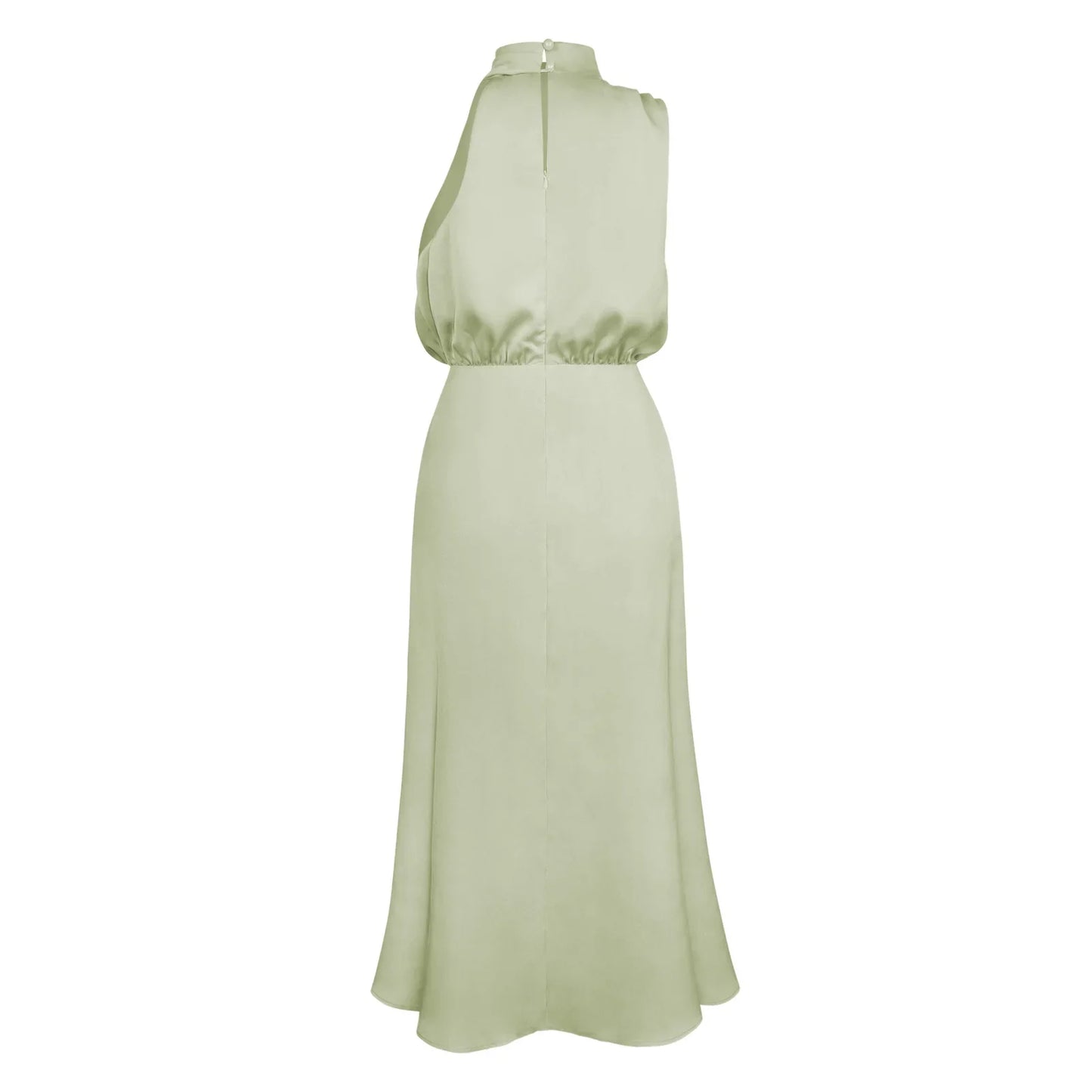 Foridol One Shoulder Turtleneck Tank Satin Women Party Dress Robe Zip Sleeveless Elegant Vintage Folds Women Clothing 2025