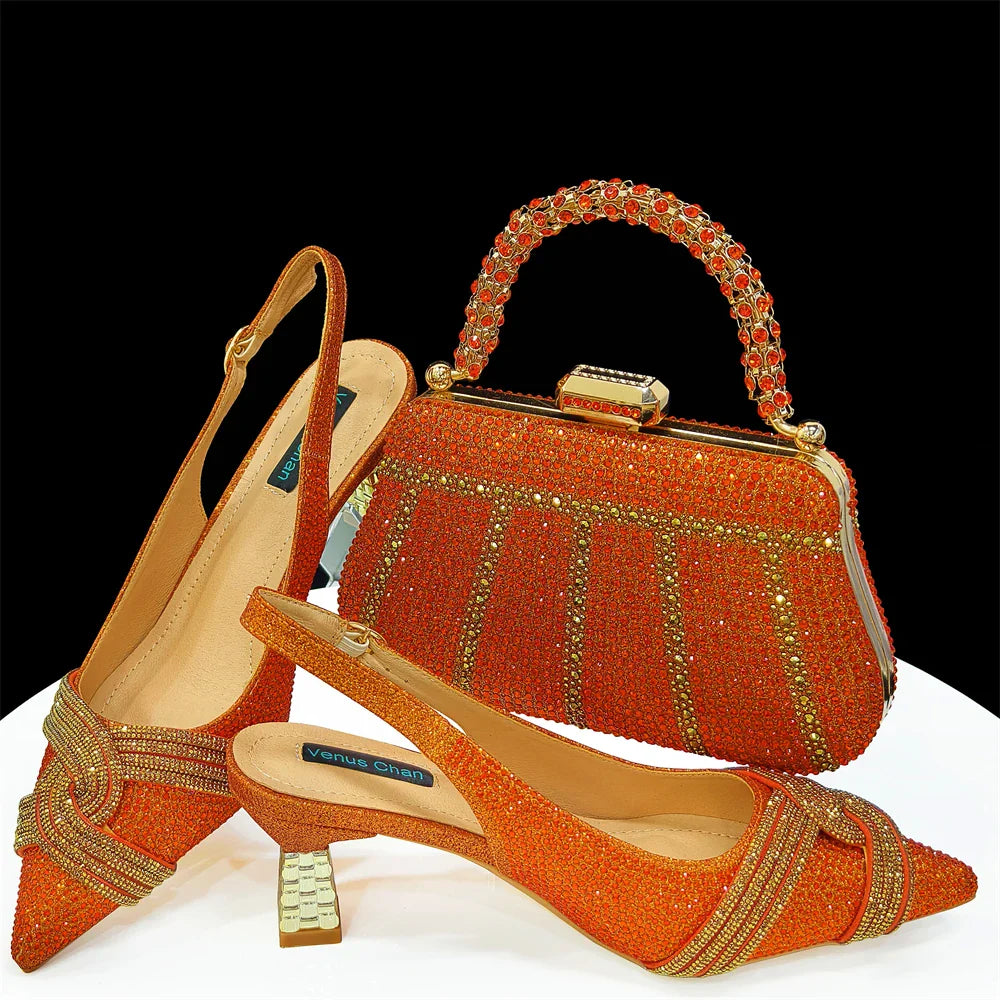 Conjunto de zapatos y bolso a juego de último estilo italiano HAS1-5