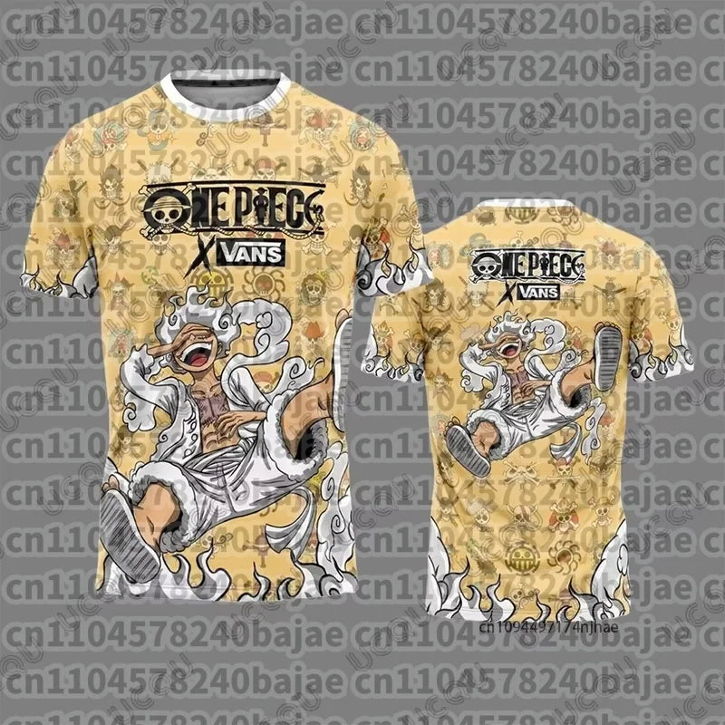 Hot Anime One Piece Luffy Gear5 Man Football Jersey Summer T-shirt men Vintage Fashion Sport Women pulovers kids' tops t-shirt