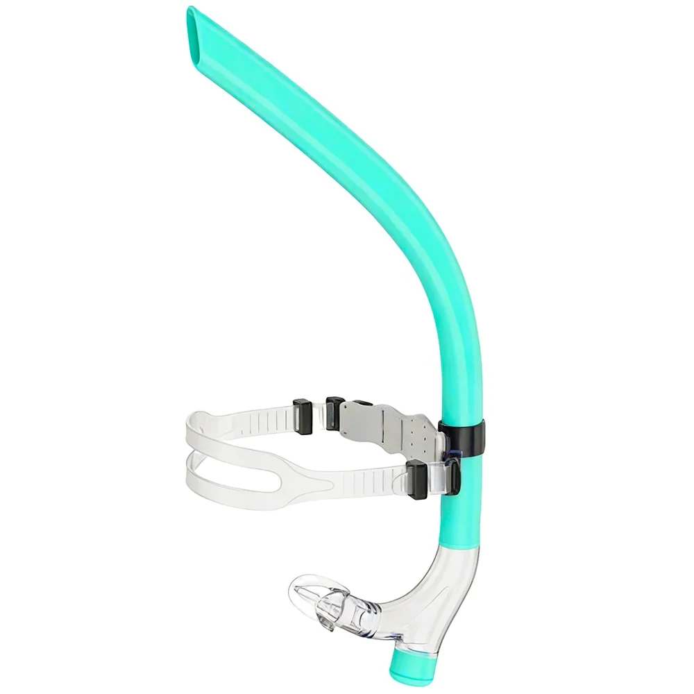 Swim Training Snorkel Frontal Swim Snorkel Tube Center-Mount Front One-Way Purge Valve Swimmer's Snorkel for Lap Swimming