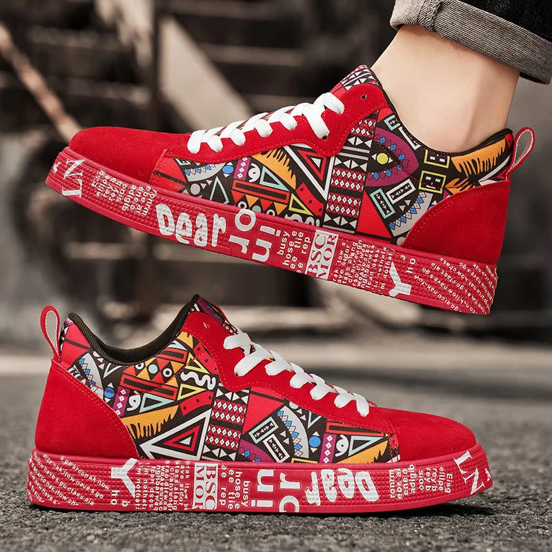 Breathable sports shoes, skateboard shoes, men's heart and music graphic design, couple casual shoes